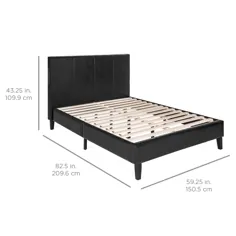 قاب تخت خواب چرم مصنوعی مدرن با تخته های چوبی