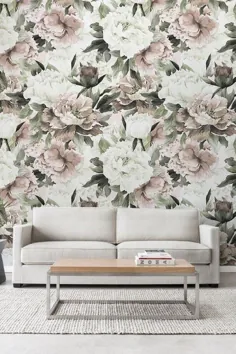 کاغذ دیواری گل کاغذ دیواری متحرک گل آبرنگ |  اتسی