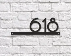 شماره های خانه بزرگ افقی علامت خانه مدرن پلاک آدرس مینیمالیستی آدرس نشانه معاصر علامت فلزی سفارشی