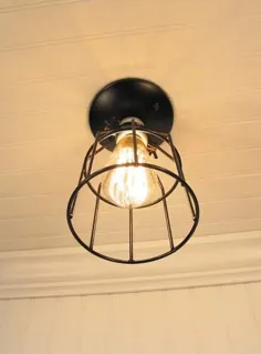 چراغ سقفی قفس صنعتی با لامپ ادیسون