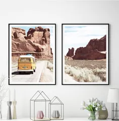 بارگیری دیجیتال Retro Van Desert Landscape Print |  اتسی