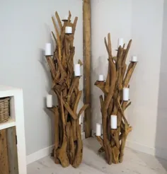 نگهدارنده شمع کف چوبی Teak Root - متوسط