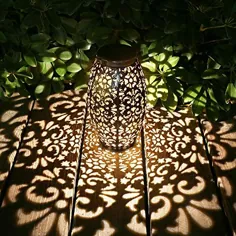 چراغ های فانوس خورشیدی Kaixoxin برای آویز یا نور خورشیدی رومیزی در فضای باز برای حیاط باغ پاسیو (نقره ای)... (Silve)