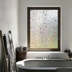 فیلمهای پنجره چسب مایع خنک کننده ثابت استاتیک برای شیشه حمام اتاق خواب خانگی (17.7 X 78.7 اینچ)