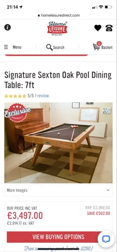 میز ناهار خوری استخر بلوط Signature Sexton - 7ft |  تحویل و نصب رایگان