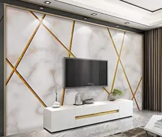 Wall Mural 3D Wallpaper خط طلا الگوی سنگی هندسی