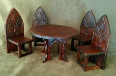 میز و 4 صندلی تراشیده دستی قوس گوتیک Artisan Crafted |  اتسی