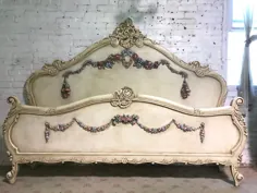 کلبه نقاشی شده ملکه تختخواب رمانتیک فرفره فرانسوی / پادشاه BD705