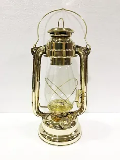 فروشگاه دریایی دریایی Hurricane Oil Lantern 13 "Shiny Gold Brass Vintage Style Lamp Home Decor