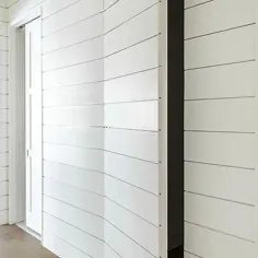 اتاق پودر سیاه و سفید با دیوارهای Shiplap - کلبه - حمام