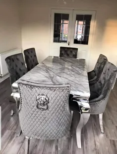 ست میز ناهار خوری خاکستری چلسی + صندلی های مجلل