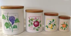 مجموعه ای از 4 قوطی سرامیکی میوه ای محصول 1970 هیمارک با |  اتسی