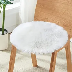junovo Premium Soft Rau Faux Furs Sheepssins صندلی کوسن صندلی پوشش مخمل خواب دار فرش برای اتاق خواب ، 14 14 14 اینچ ، سفید