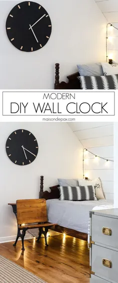 ساعت دیواری سیاه و چوبی DIY مدرن - Maison de Pax