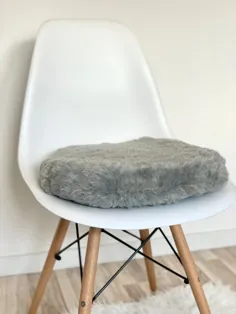 کوسن صندلی خاکستری گرد - روکش دار 6 سانتی متری - بالش صندلی Eames - بالشتک صندلی به رنگ خاکستری - روکش دار - صندلی غذاخوری - Eames Pad