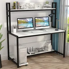 میز کامپیوتر با میز تحریر مدرن هاچ با قفسه کتاب |  اتسی