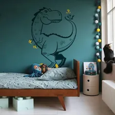 عکس برگردان دیواری دایناسور T-Rex برای کودکان - برچسب دیواری بزرگ دایناسور برای اتاق پسران