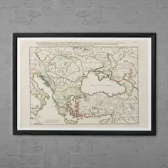 ANTIQUE روسیه و ایتالیا نقشه نقشه عتیقه چاپ حرفه ای |  اتسی
