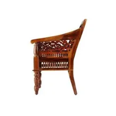 مجموعه تزیینات خانگی صندلی بازوی منبت کاری شده چوبی گردو Maharaja-0105900950 - انبار خانه