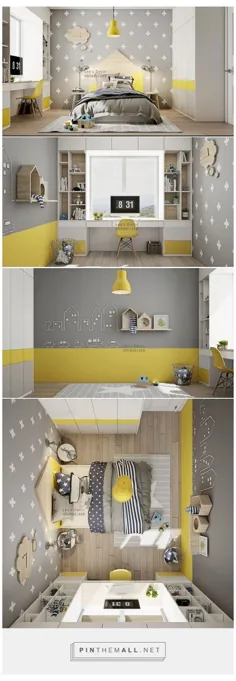 طراحی اتاق کودک پسران زرد