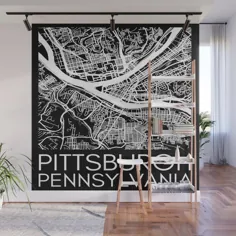 Pittsburgh Pennsylvania City Map 412 Home Pride Vintage Print Wall Mural by aarongeraud