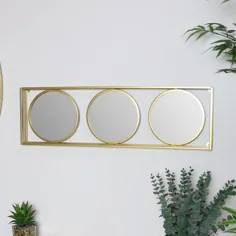 آینه سه جداره دور قاب طلایی
