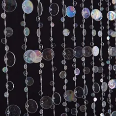 پرده منجمد حبابهای کریستال Faux ، پرده های درب دار منجمد حباب های اکریلیک (1 عدد 3FTx6FT ، رنگین کمانی Crystal)