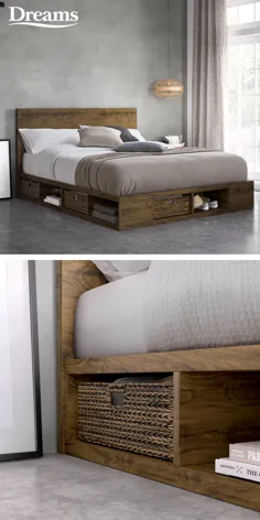 قاب تخت ذخیره سازی چوبی Wilkes |  تختخواب |  رویاها