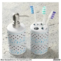 توزیع کننده و مسواک صابون هندسی آبی |  Zazzle.com