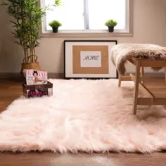 فرش Ultra Soft Faux Sheepss Fur Shag فرش صورتی روشن 3 "x 5" - Walmart.com