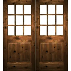 Krosswood Doors 72 in. x 80 in. Craftsman Knotty Alder Wood Clear 9-Lite stainlay province Right Active Double Prehung Front Door-PHED.KA.557.60.68.134.RA.PR - انبار خانگی