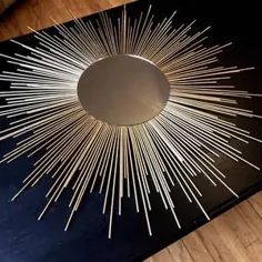آینه بزرگ آفتابگیر طلای پر زرق و برق 31 ”با نگین ها