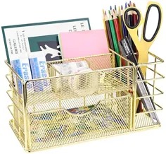 LEORISO Mesh Desk Organizer، Organizer Makeup Organizer with Drawer، Metal Office Supplies Desktop Organizer، چند منظوره میز کار برای دفاتر خانگی Office