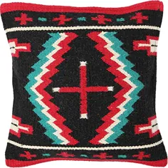 El El Paso Designs Throw Pillow Cover 18 X 18- پشم دستبافت در سبک های جنوب غربی ، مکزیکی و بومی آمریکا - کیف دستی بالش تزئینی دست ساخته شده در پشم.  (صلیب سرخ سیاه)