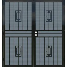 Gatehouse Ventura 72-in x 81-in Black Steel Surface Mount Door Lowes.com