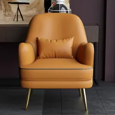 صندلی لهجه ای چرمی نارنجی PU بالش صندلی بازو روفرشی مدرن شامل
