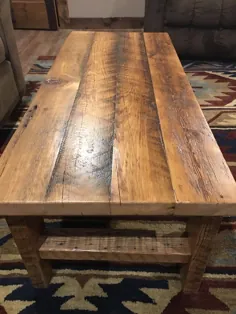 میز قهوه چوبی اصلاح شده Rustic |  اتسی