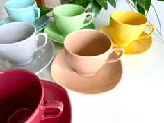 ست چای Johnson Bros (انگلستان) - Jamboree - لیوان های لیوان و نعلبکی (x6) - یک مجموعه کامل!