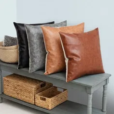Better Homes & Gardens Pebble Faux Leather and Linen Blend برگشت پذیر ، بالش پرتابی تزئینی ، 20 "x20" - Walmart.com
