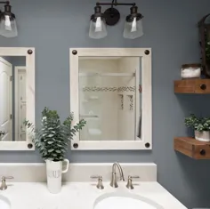 مجموعه ای از 2 آینه حمام Farmhouse: 24 "x 31" (با میخ های تزئینی) سفید