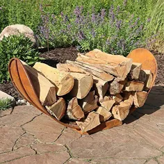 قفسه چوب خمیده Sunnydaze - قفسه نگهدارنده چوب در فضای باز برای شومینه یا گودال آتش - ...