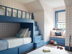 آبی ساخته شده از پله تا تختخواب سفری آبی - انتقالی - اتاق خواب