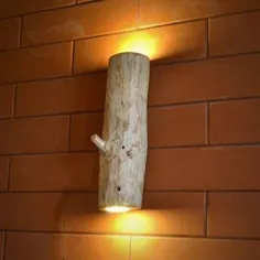 چراغ دیواری چوبی چوبی از دیوارهای طبیعی دیوار |  اتسی