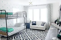 اتاق خواب پسرانه مدرن سفید ، سیاه و سبز
