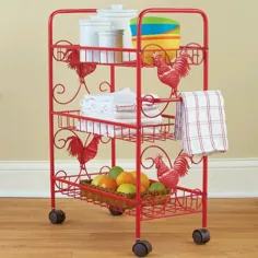 آشپزخانه لوازم خانگی Red Metal Organizer Storage Shelves Rack Rolling Casters برای فروش آنلاین |  eBay