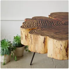 میز قهوه Sequoia nimbus - لبه زنده با پایه های سنجاق موی مدرن اواسط قرن - مد - نجات چوب شهری
