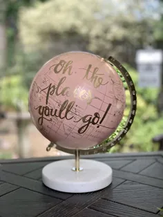 BLUSH PINK Globe در پایه مرمر / مهد کودک / عروسی با موضوع سفر |  اتسی