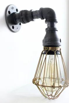 روشنایی صنعتی دیوار قفسه ای / قفس برنجی - چراغ غرور حمام Steampunk - لامپ برنز ، لوله هنری Loft مبلمان ادیسون