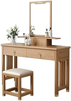 LXYYY بهترین طراحی میز آراسته میز نیمکت تمام میز توالت چوبی جامد جدید چینی بلوط سفید آپارتمان کوچک اتاق خواب ساده هدیه عالی برای دختران