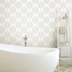 هم اتاقی های Hygge Fern Damask Peel & Stick Wallpaper In Taupe Taupe / سفید